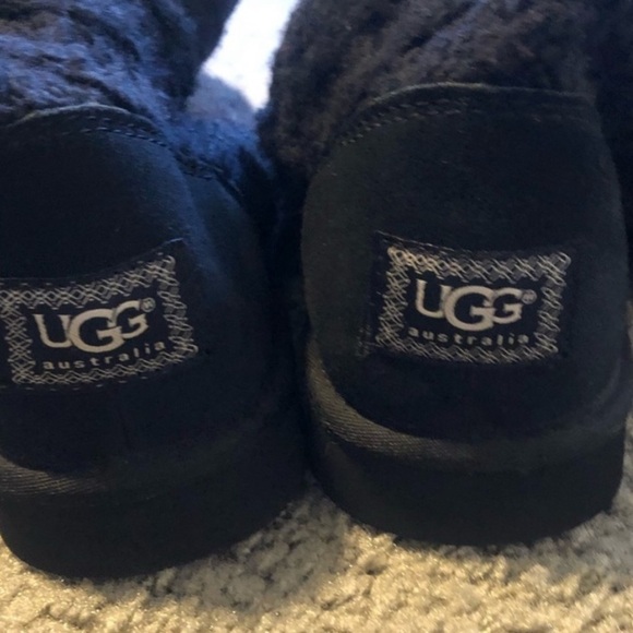 UGG classic cardy argyle knit black boot fold over Women Sz 7 Comfy - Picture 9 of 9